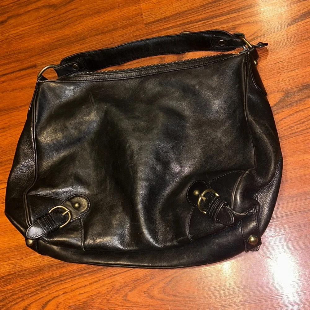 VTG Y2K Banana Republic Leather Slouchy Hobo Satchel Bag w/Buckles